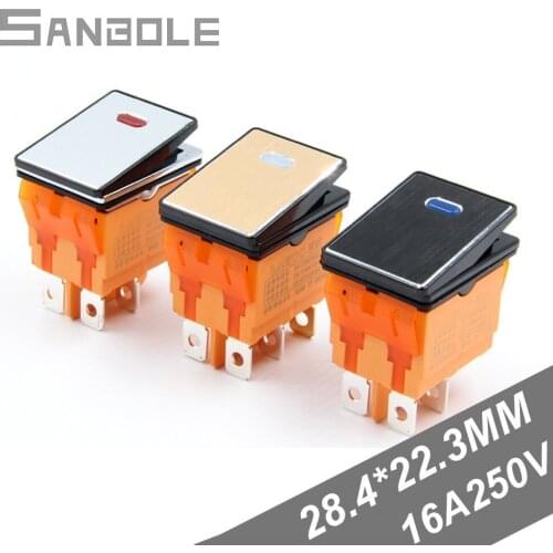 Rocker Switch Ship Type Boat Shaped Metal Waterproof Button Switches 16A250V Power 4 Foot Pins 2 Positions Bring Lamp