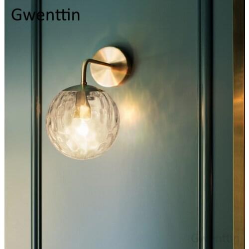 Nordic Gold Glass Wall Lamp for Bathroom Bedroom Stair Light Mirror Lights Home Wall Sconce Lighting Fixtures Industrial Decor