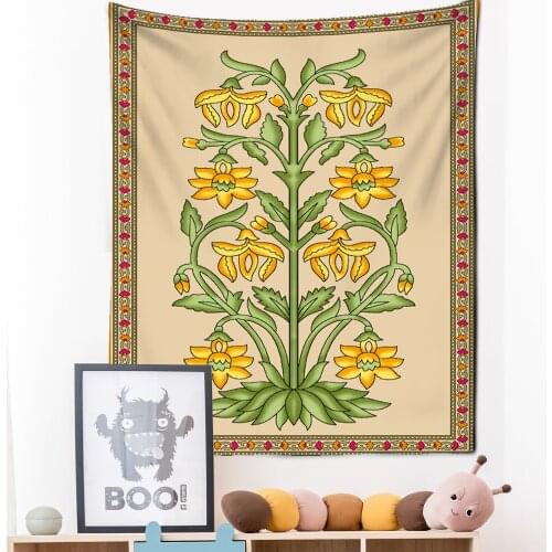 Plant Flower Tapestry Wall Hanging Bohemian Style Simple And Elegant Hippie Mandala Carpet Bedroom Art Home Decor