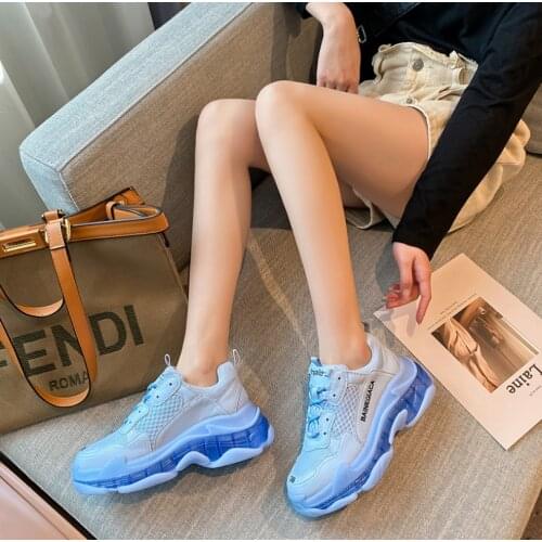 2021 Spring and autumn new jelly crystal thick-soled sports comfortable casual shoes mesh breathable and versatile