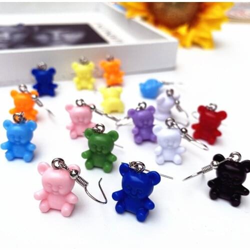 New Cute Funny Colorful Bear Drop Dangle Earrings for Women Girls Lovely Cartoon Various Earrings Party Jewelry Gift kids Gifts