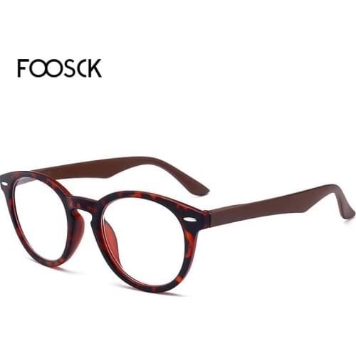 FOOSCK Retro Reading Glasses Men Women Round Leopard Frame Eyeglasses Vintage Ultralight Hyperopia Glasses +1.0 to 4.0