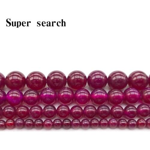 Wholesale Rose red Chalcedony agat Natural Stone Beads For Jewelry Making DIY Bracelet Necklace4/6 /8 / 10MM Strand 15