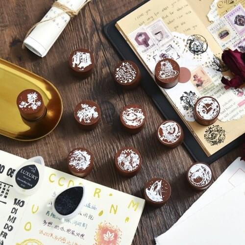 Animmal Butterfly Flowers Patterns Round Shape Wood Stamp Seal For Stationery DIY Scrapbooking Card Making Diary Decoroation