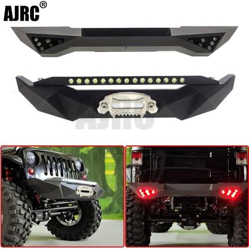 TRAXXAS TRX4 Defender Axial Scx10 II 90046 90047 JEEP compatible front bumper rear bumper with LED light