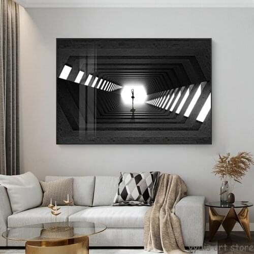 Modern Abstract Geometric Canvas Paintings Infinite Corridor Posters Print Wall Art Picture Living Room Home Office Decor Cuadro