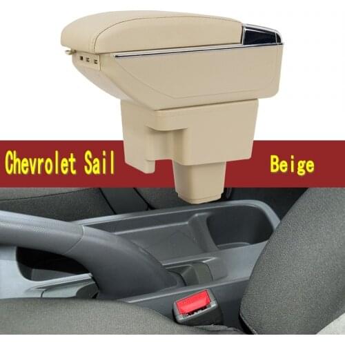 For Chevrolet Sail armrest box central Store content box with cup holder ashtray USB Sail armrests box