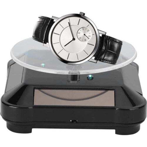 Jewelry Display Stand Solar Powered Rotating Turntable Electric Jewelry Display Tool Black