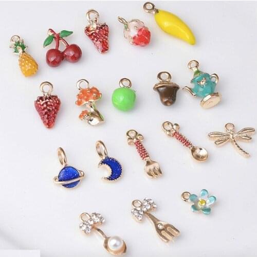 20pcs/lot colorful mango watermelon fruits pineapple pendant alloy enamel Charm DIY accessories of necklace bracelet headdress