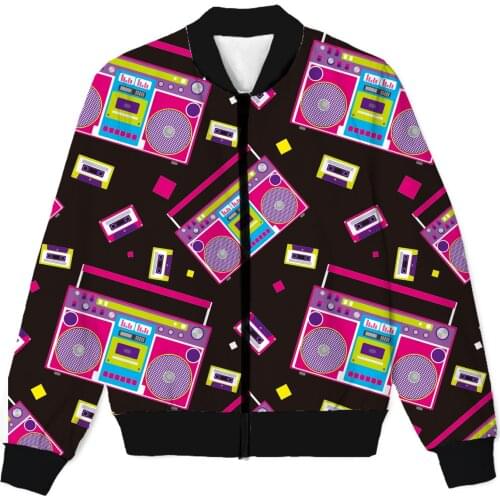 REAL American SIZE Retro Boom Box 3D Sublimation print Zipper Up Jacket plus size 4XL 5XL 6XL