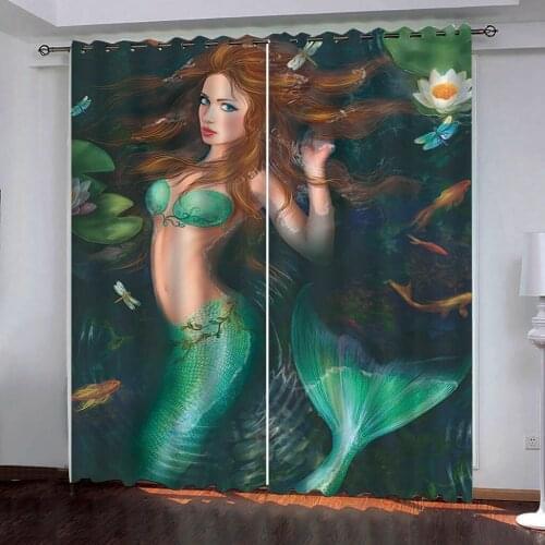 Blackout curtains for living room beauty flowers in water 3D Window Curtain Luxury Bedroom Bath window curtain