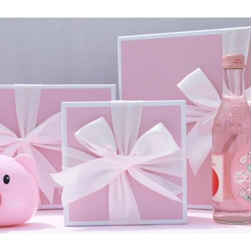 AVEBIEN Wedding Birthday Party Pink Bowknot Packing Box Small Fan Valentines Day Gift Box Jewelry Carton коробка для подарка