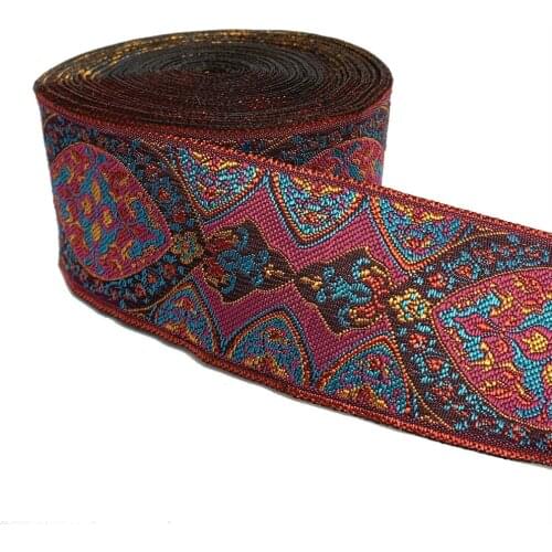 ZERZEEMOOY 2" 5CM 10 YARD Woven Jacquard Ribbon Trims Geometric Totem Pattern For Curtain And Clothing Accessory MZZD19032805