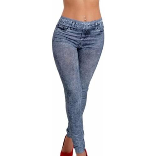 1PCS Women Leggings Denim Jeans Pants With Pocket Slim Leggings Women Fitness Blue Black Leggins
