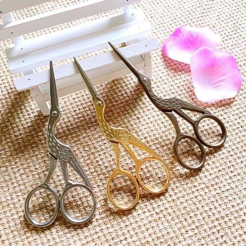 Golden/Bronze/Silver Sewing Scissors for Needlework Heron Egret Shaped Scissors Steel Vintage Tailor Fabric Scissors 9cm CP0368