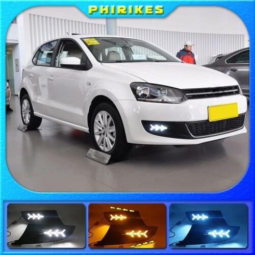 1Set LED DRL Daytime Running Light LED headlight car styling 12v ABS Fog Lamp Cover For Volkswagen Polo 2011 2012 2013