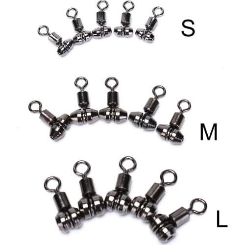 10PCS S/M/L Stainless Steel Connector Solid Ring Ball Bearing Barrel Fishing Rolling Swivel