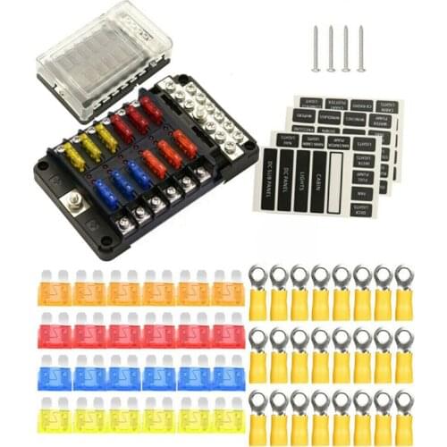 12 Way Fuse Box For Car Marine Trike ATO Fuse Holder Box With LED Warning Indicator Automotive Truck Boat Accessories 12V-32V