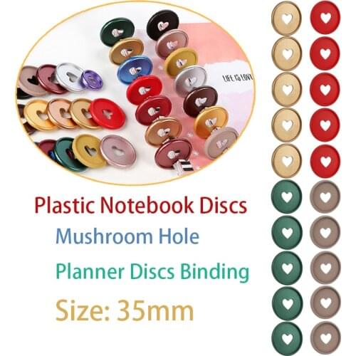 16pcs 35mm Heart Plastic Binding Rings DIY Mushroom Hole Binder Discs Notebook Binding Discs Planner Binder Ring Office Supplies