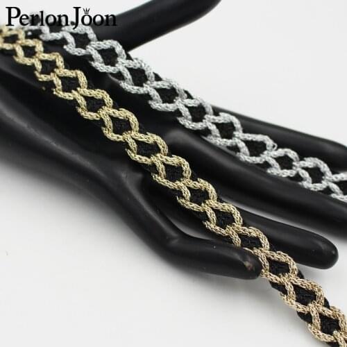 2 yards 13mm gold thread silver thread covered black core clothing shoes hats home lace sewing accessories trim webbing ZD0381