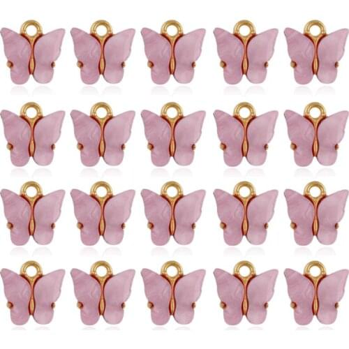 20Pcs Colorful Acrylic Butterfly Charms Pendant Necklace Bracelet Jewelry Making LX9E