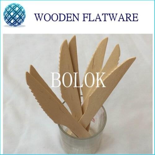 2,000 pcs Eco-Friendly Disposable Wooden Knife Heavy Weight 100 / Pack 6 1/2" Flatware cutlery birch wood dessert