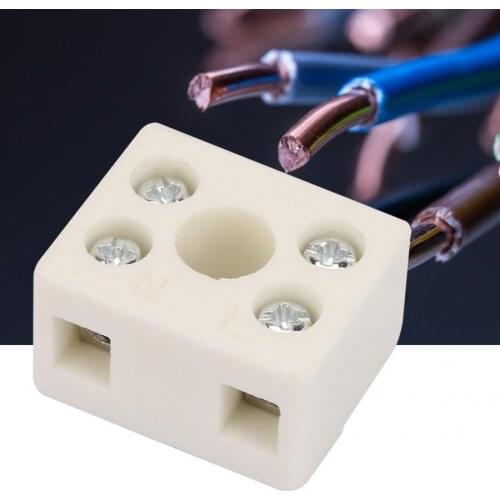 5 Pcs 2 Postion 5 Hole Ceramic Wiring Terminal Block High Frequency Porcelain Dual Row Wire Connector