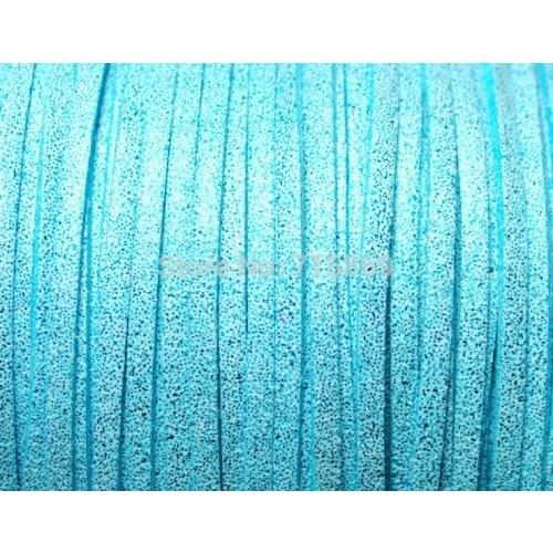 Free Ship 100 Meters 10mm x 1.5mm Metallic Aquamarine Flat Faux Suede Leather Cord For Necklace and Bracelet