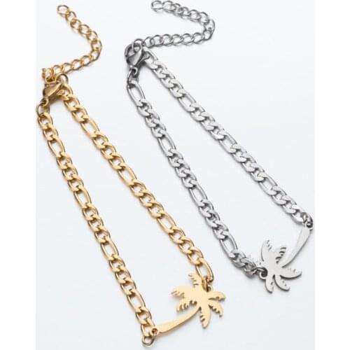 Stainless Steel Hawaii Coconut Bracelet Summer Beach Palm Hand Jewelry For Women Bracelets