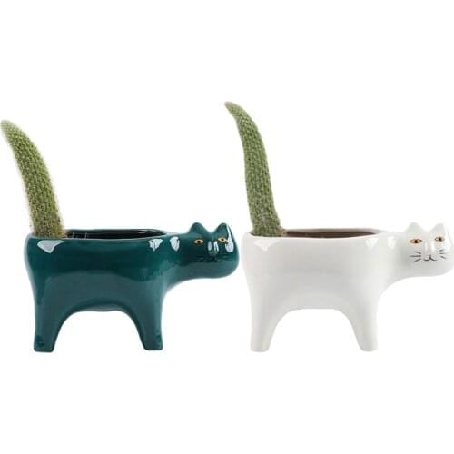 Cartoons Cat Flower Pot Ceramic Flower Pot Cute Vase Cactus Succulent Plants Pot Flower Arrangement