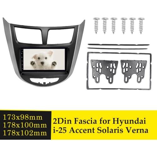 Double Din Car Radio Fascia for Hyundai i-25 Accent Solaris Verna Stereo Audio Panel Dash Mount DVD Trim Kit Face CD Frame Bezel