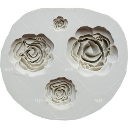 4PCS Rose Fondant Cake Baking Molds,Moule Silicone,Cake Decorating Tools Pastry Tools Kitchen Accessories SQ16205