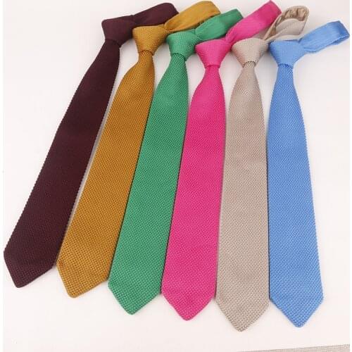 Linbaiway 7cm Knitted Necktie Mens Fashion Knit Knitted Ties Necktie Slim Classic Woven Cravate Narrow Neckties Custom Logo