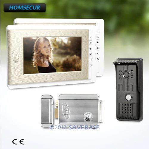 HOMSECUR 1V2+Electric Lock 7inch Wired Video Door Entry Phone Call System with Mute Mode for Home Security