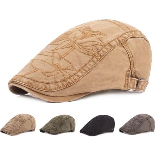 Chinese Style Beret Retro Cotton Ethnic Style Embroidered Forward Cap for Men and Women Caps