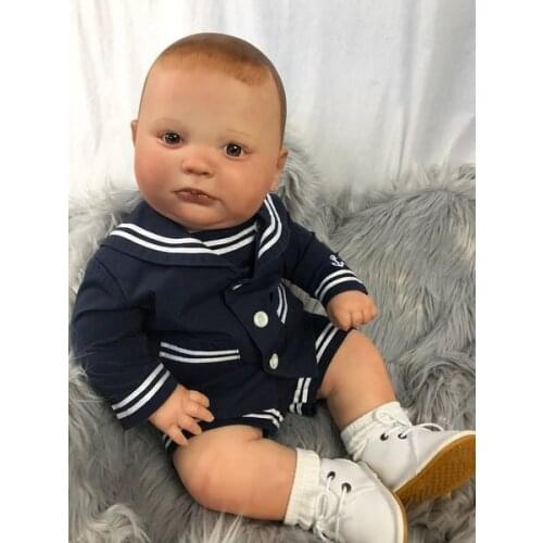NPK 23Inch Reborn Baby Doll Kit Lifelike Newborn 3 Month Joseph Awake Vinyl Unpainted Unfinished Doll Parts DIY Blank Doll Kit