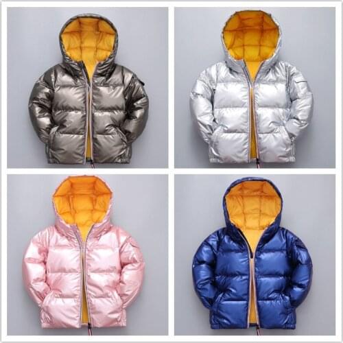Cute Childrens Down Padded Jacket 3-7 Years Old Boys Girls Solid Color Winter Thickening Kids Colorful Clothes Hooded Outwear