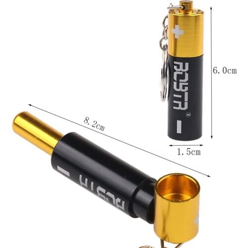 Mini Keychain Small Pipe Portable Metal Smoking Pipe Pendant Battery Tobacco Pipes Smoking Weed Herb Mens Gift