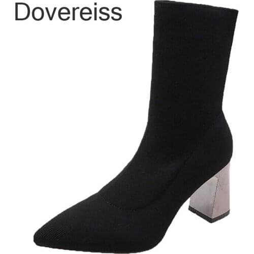 Fashion Womens Shoes Winter new Sexy Short boot Elegant Pointed toe Concise Mature Chunky heels boots Big size 40