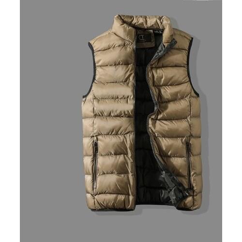 Men Jacket Mens vests with pockets Cotton-Padded Male Travel Vest Winter Casual Mens Coats Windbreaker Jacket Without Sleeves