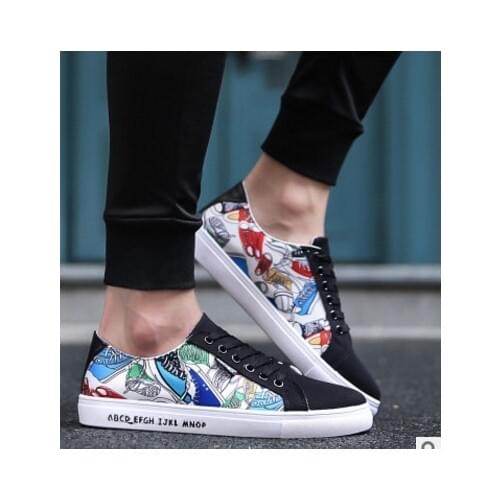 2018 Top quality arrival plimsolls canvas shoes men breathable Fashion patchwork men Shoes lace-up platform casual Shoes39-44