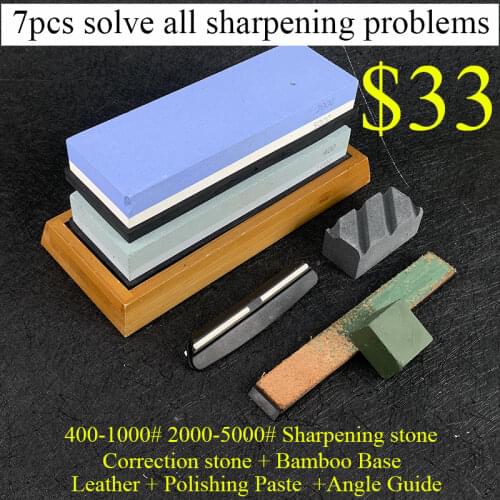 400/1000 Grit Double-sided Sharpening Stone Set WhiteCorundum Professional Whetstone RepairTools With Base Polishing Leather