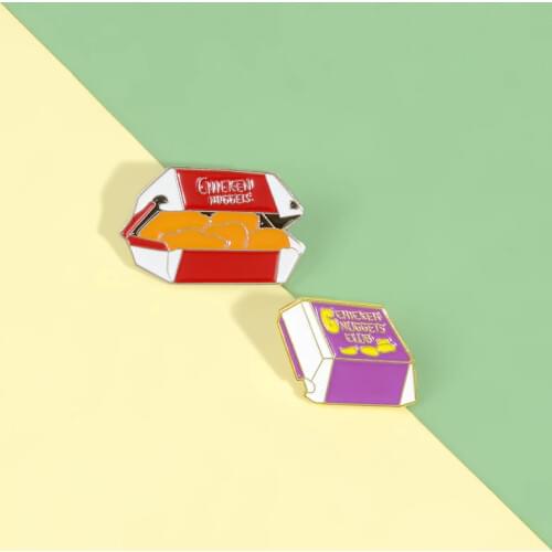Enamel Pin Set Fried Chicken Nuggets Box Brooch Backpack Clothes Metal Badge Lapel Pins Cute Jewelry Gift For Friends Kids