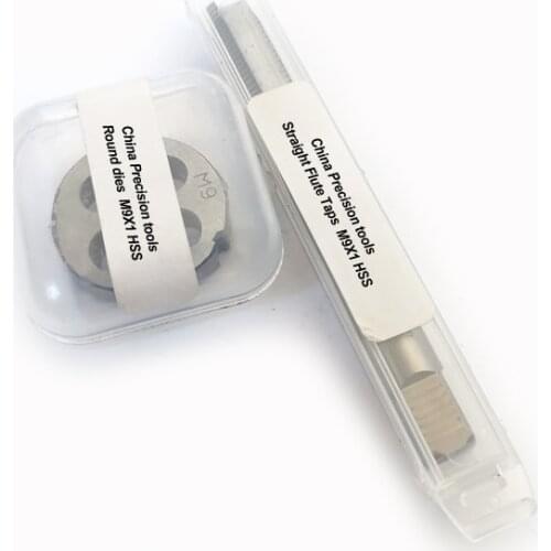 2pcs Metric Thread Right Hand Tap and Die set M9 M9X1.25 Machine Fine Screw cut plug taps round dies sets M9X1 M9X0.75 M9X0.5