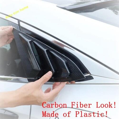 Lapetus Rear Window Vent Louvers Scoop Cover Trim For Honda Civic Sedan 2016 - 2019 Black / Carbon Fiber Look Auto Accessories