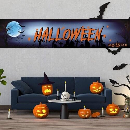 Halloween Outdoor Halloween Banner 40X180CM Pull Flag Decorations Celebrate Party Hanging Decor Porch Background Supplies Signs