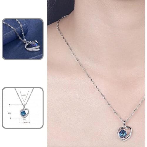 Jewelry Shiny Good Polishing Heart Shape Pendant Necklace 925 Silver Collarbone Chain Hollow Out Heart Shape for Dating