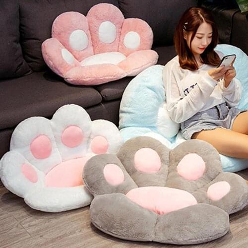 80X70cm Lovely Long Plush Cat Paw Chair Seat Cushion Back Cushion Home Sofa Floor Thick Stool Butt Office Cushions Throw Pillow
