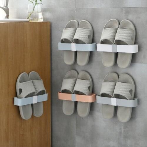 Bathroom Slippers Rack Wall-mounted Toilet Shoes Drain Storage Artifact Dormitory Free Punch Rack