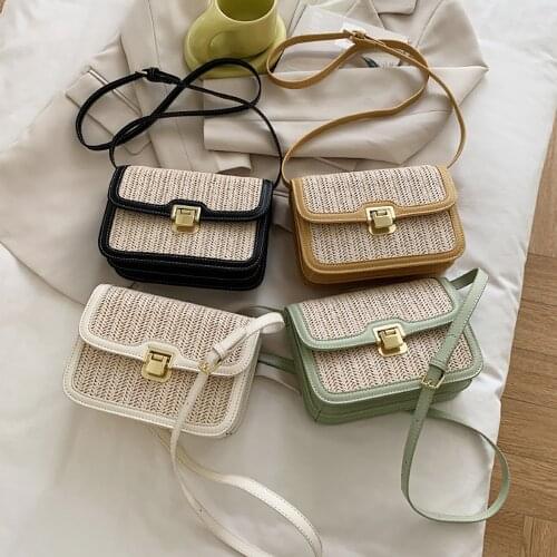 Simple Style Fashion Straw Shoulder Bag Women Casual Mini Square Bag Female Summer Bag ML130